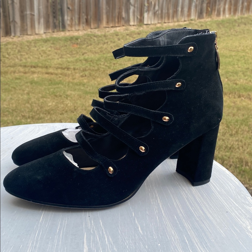 Michael Shannon Elegant Black suede Strappy Heels size 12 - Picture 4 of 5